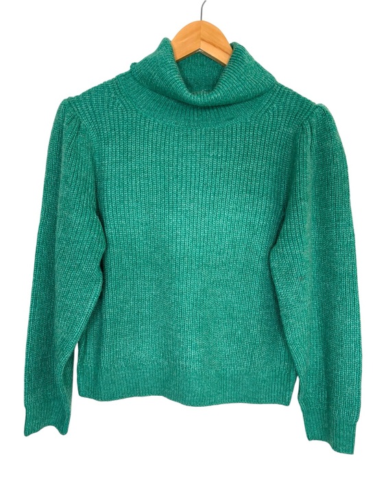 J. Crew Sweaters - NWT J. Crew sweater green puff sleeve turtleneck cowl size medium